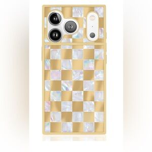 Flaunt Gold Pearl Checkered iPhone 17 Pro MagSafe Square Case - NEW